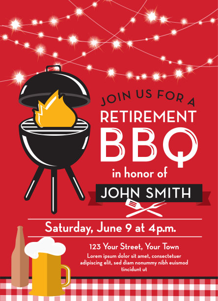 烧烤退休派对邀请设计模板图片下载