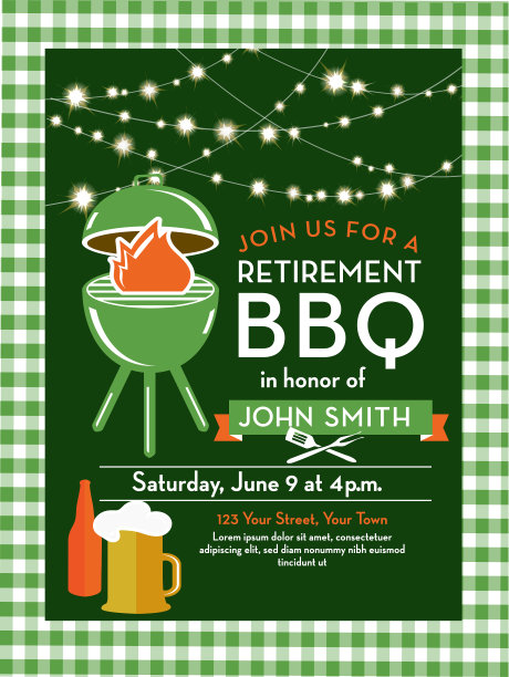 烧烤退休派对邀请设计模板图片下载