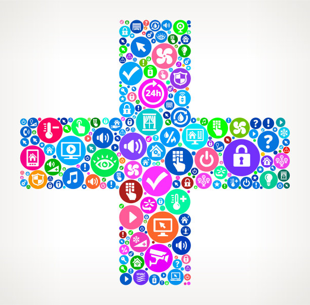 加上人们的家庭自动化技术图标背景图片下载