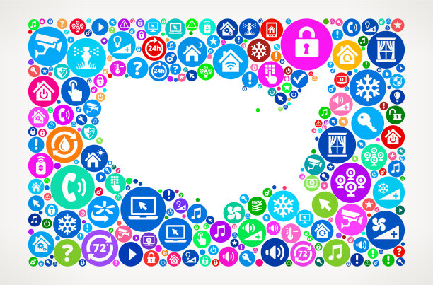 美国地图人家庭自动化技术图标背景图片下载