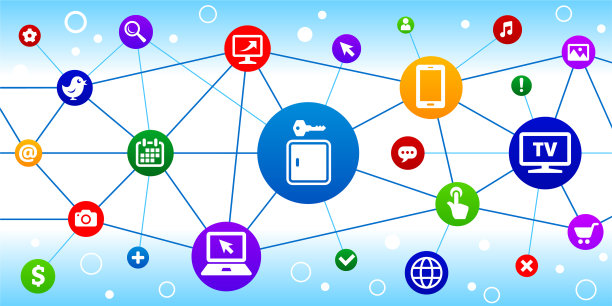 锁键互联网通信技术三角节点模式背景图片下载