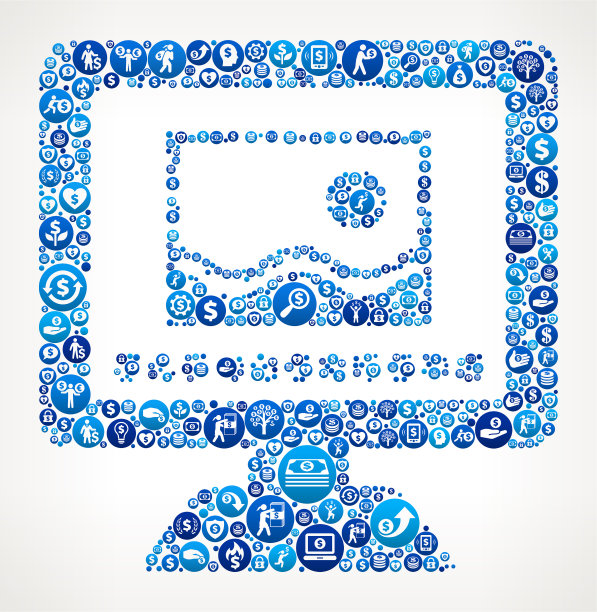 图片查看电脑金钱蓝色图标图案背景图片下载