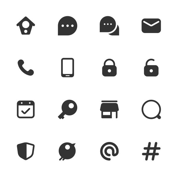 社交媒体图标设置-黑暗固体系列图片下载