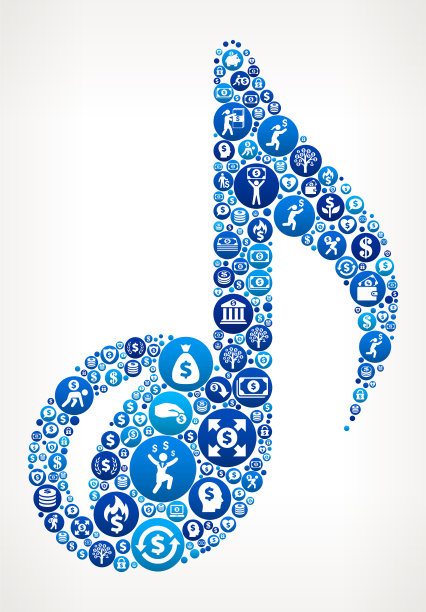 音乐钞票蓝色图标图案背景图片下载