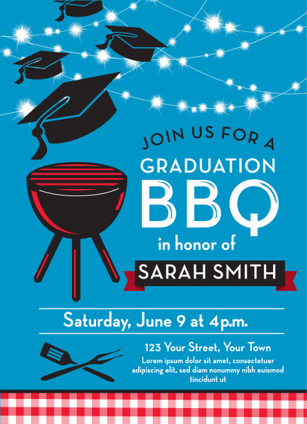 BBQ毕业派对邀请函设计模板图片下载