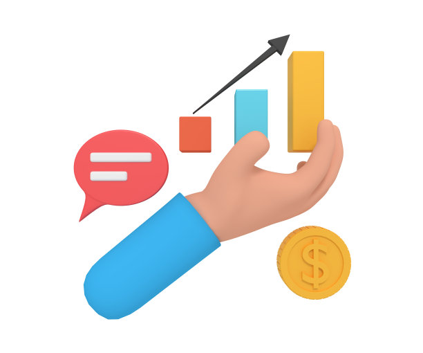 手握数据图表的3d图标图片下载