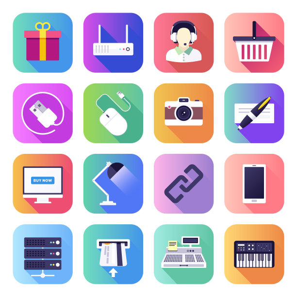 智能系统的电子产品平坦平滑渐变风格矢量图标集图片下载