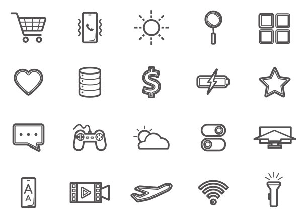 社交媒体移动应用和网络线路图标设置02图片下载