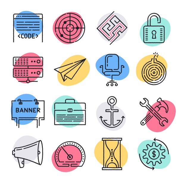 软件开发团队涂鸦风格矢量图标集图片下载