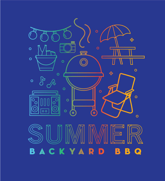 夏季旗帜设计与文本和夏季线艺术图标图片下载