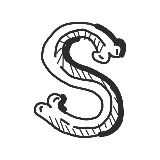 手写大写字母轮廓斜角3D字母设计图片下载