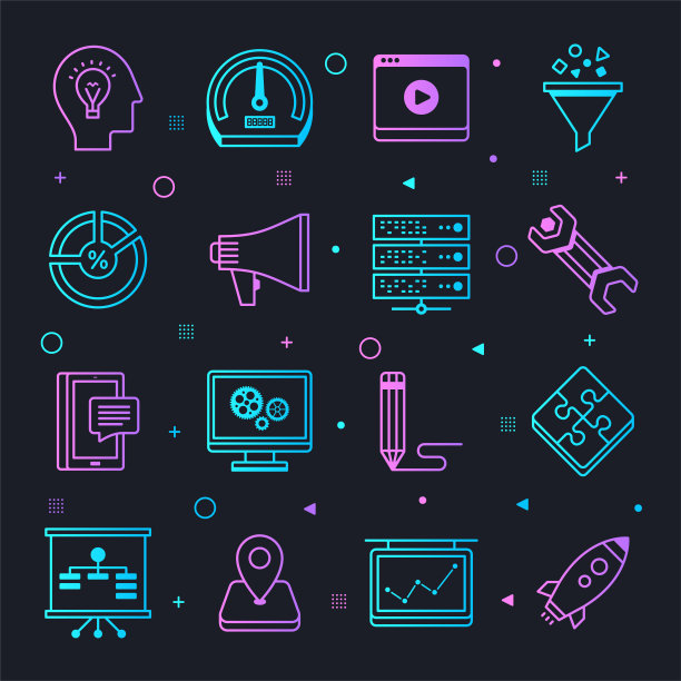 客户端服务器Web应用程序星座线梯度矢量图标集图片下载