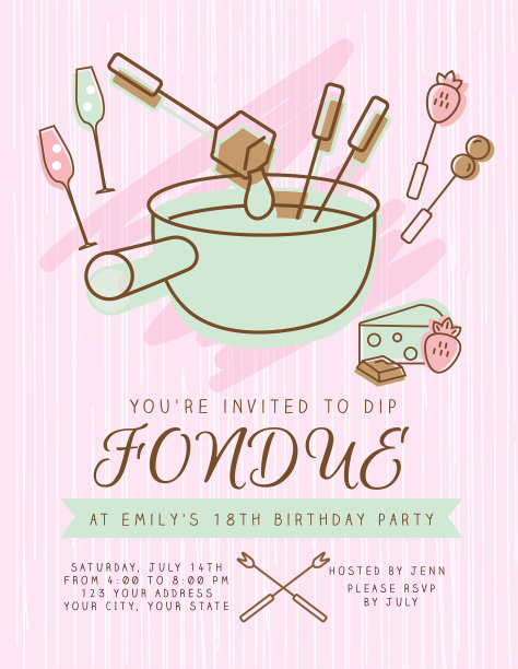 火锅派对邀请函设计模板图片下载