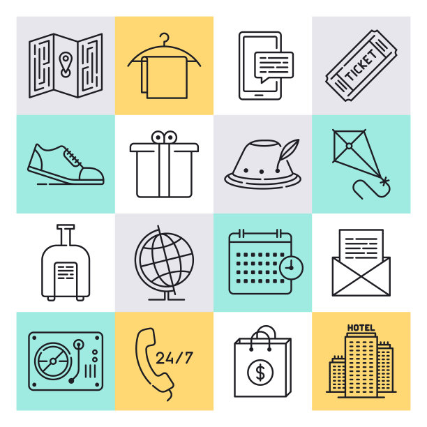 消费者票购买决定轮廓风格矢量图标集图片下载