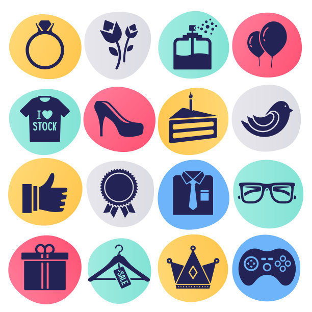 营销和事件管理液体风格矢量图标集图片下载