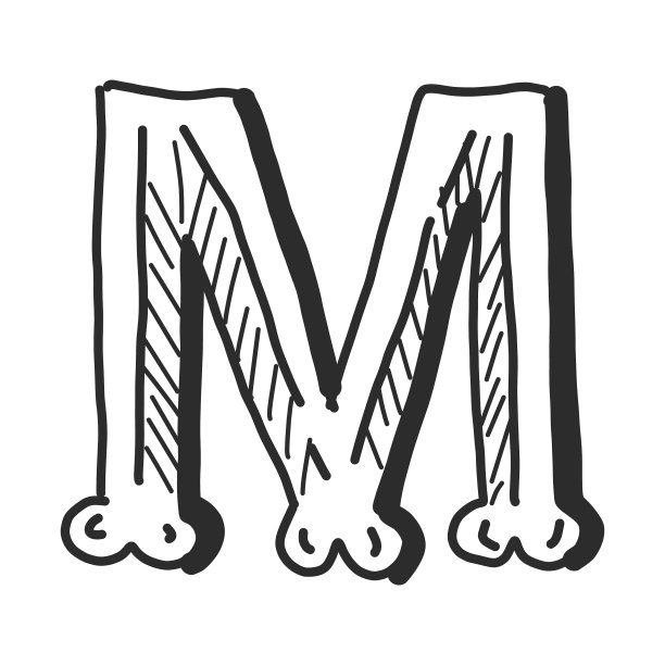 手写大写字母轮廓斜角3D字母设计图片下载