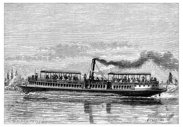 科学发现的古老插图:蒸汽船图片下载