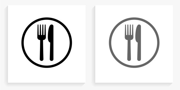 美食广场标志黑白广场图标图片下载