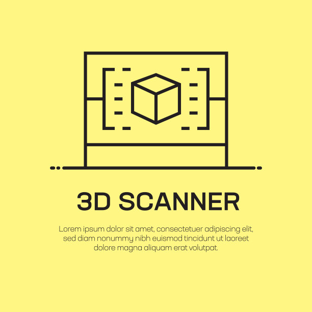 三维扫描仪矢量线图标-简单的细线图标，优质的设计元素图片下载
