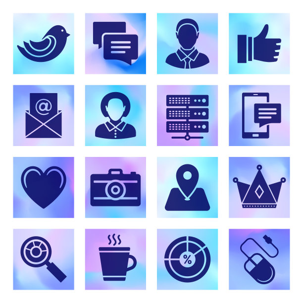 技术预测与社会变革全息风格矢量图标集图片下载