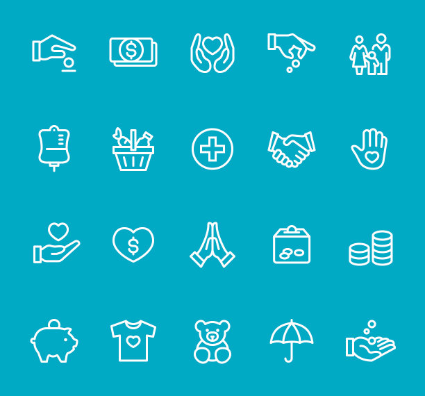 志愿者和慈善热线图标集图片下载