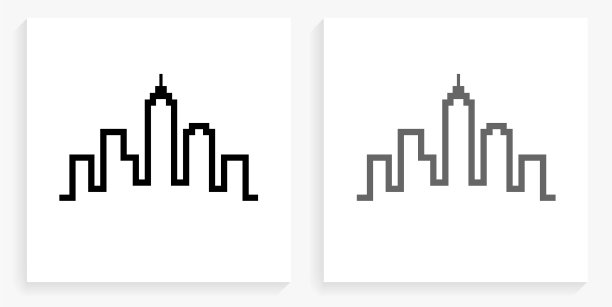 城市景观建筑黑白广场图标图片下载