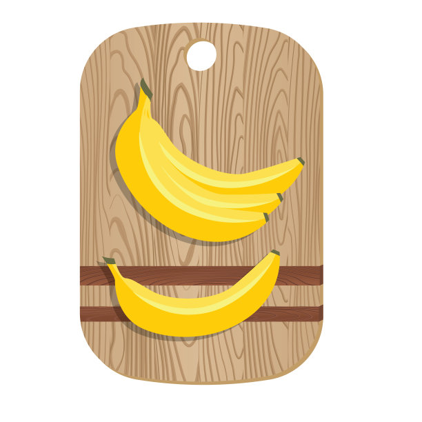 新鲜香蕉木砧板图片下载