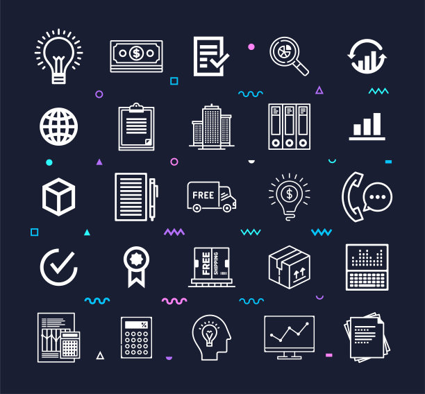 产品开发和营销线风格矢量图标集图片下载