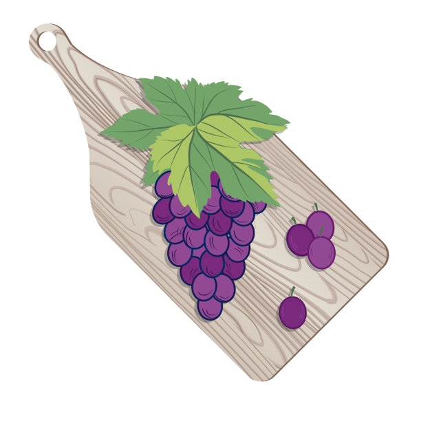 新鲜葡萄木砧板图片下载