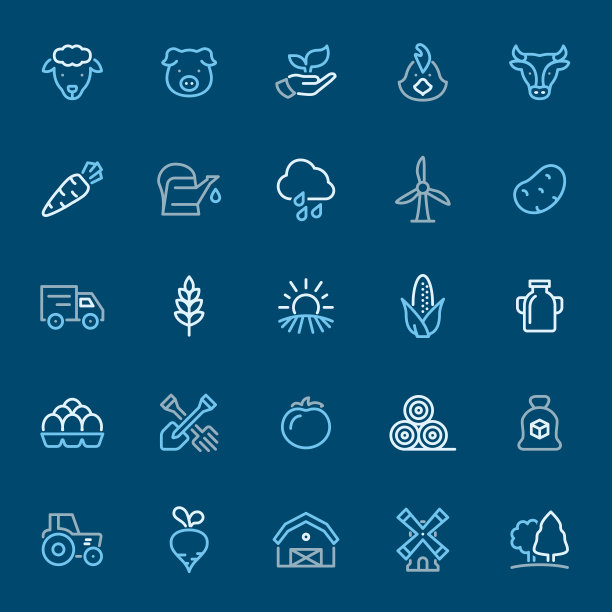 农业-颜色轮廓图标图片下载