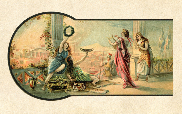 公元64年，罗马皇帝尼禄在罗马大火中唱歌图片下载