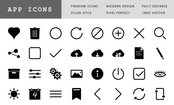 应用程序图标收集-粗体像素完美矢量图标图片下载