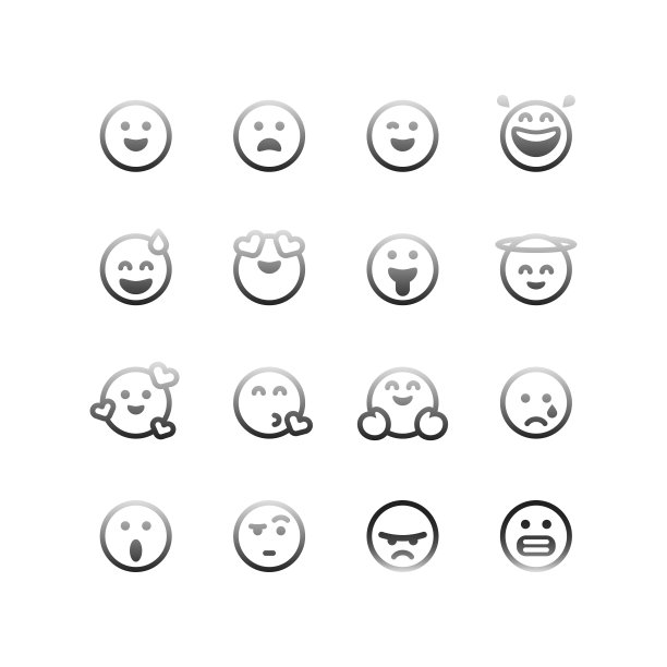 表情符号必备色彩渐变线条艺术集合图片下载