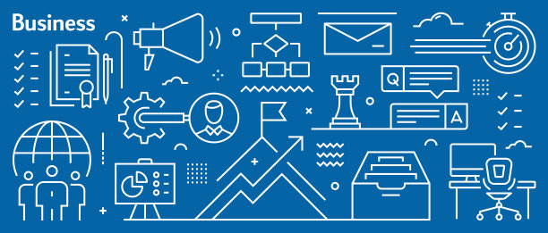 矢量业务相关的横幅设计在新潮的线性风格。线条艺术风格抽象模式的网页，横幅，演示图片下载