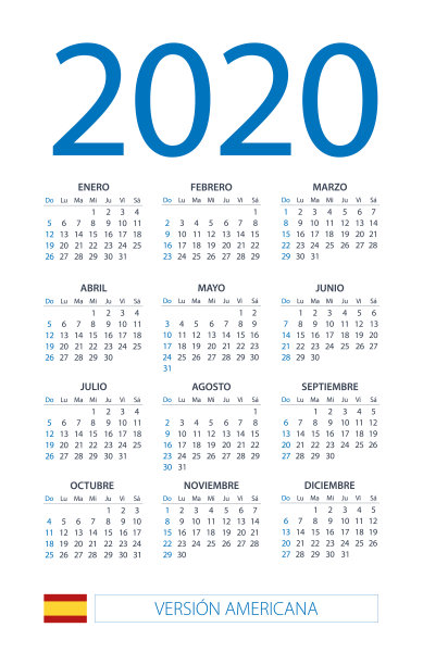 日历2020 -插图。西语美国版图片下载