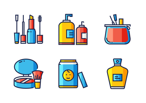 美丽，身体护理和化妆品相关的向量组线性平面图标和信息图形设计元素图片下载