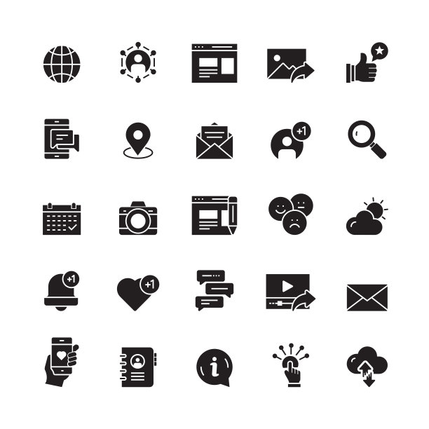 社交媒体和社交网络相关的矢量图标图片下载