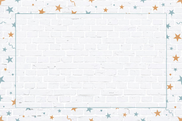 矢量插图的圣诞主题照片或相框在淡蓝色和橙色的元素星星，漩涡，旋转，五彩纸屑周围/使白色垃圾纹理砖墙的边界图片下载