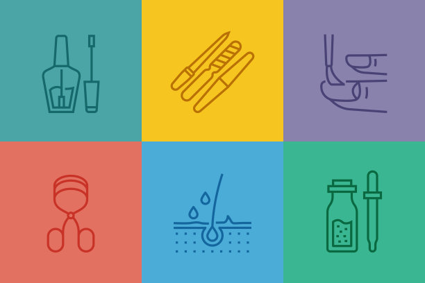 美容，身体护理和化妆品相关线图标。向量符号说明。图片下载