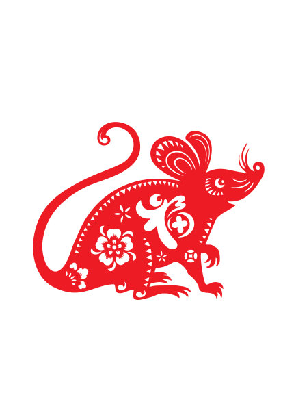 鼠剪纸，鼠年，2020，新年快乐，中国新年图片下载
