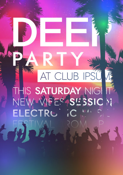 沙滩夜派对海报设计图片下载