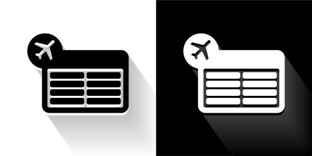 航班信息黑白长阴影图标图片下载