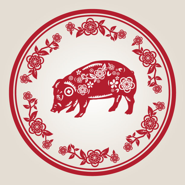 2019年猪年新春快乐剪纸风格图片下载