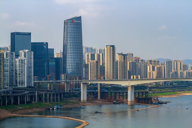 中国城市重庆。阳光明媚的现代都市。图片下载