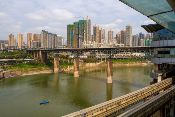 中国城市重庆。阳光明媚的现代都市。图片下载