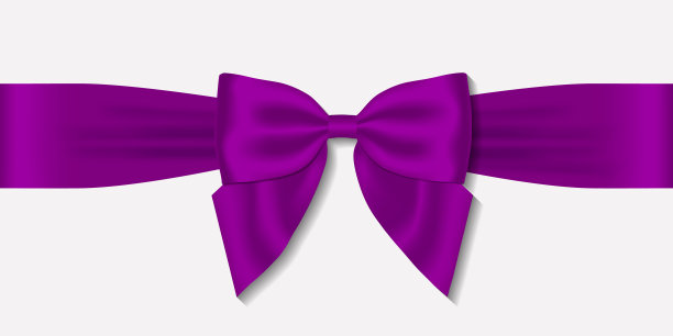 现实装饰光泽缎紫色丝带蝴蝶结，孤立的白色背景图片下载