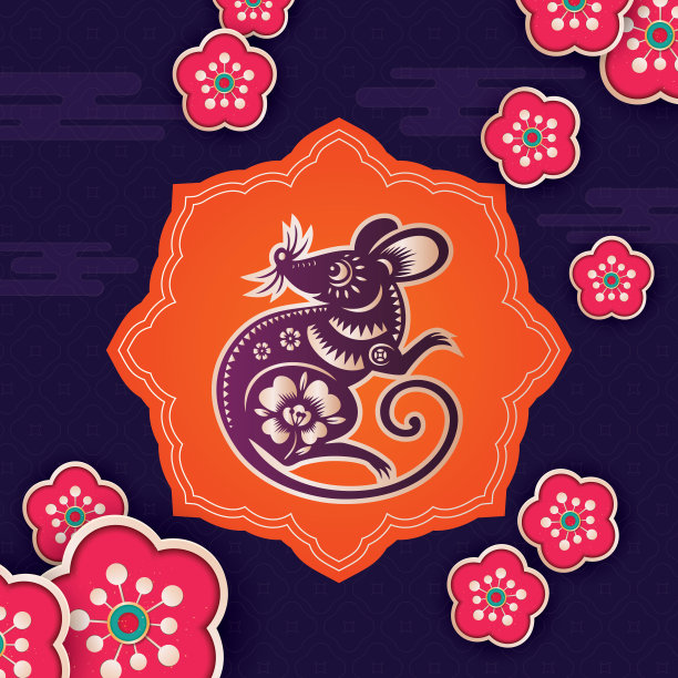鼠年，鼠剪纸，2020年，新年快乐，中国新年图片下载