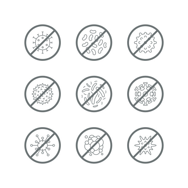 病毒、细菌、微生物停车标志矢量图标图片下载