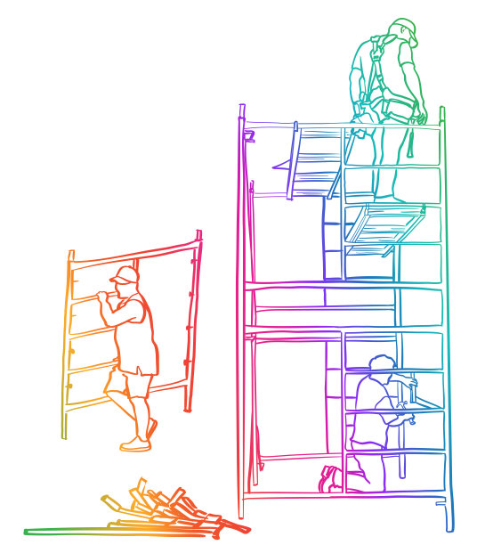脚手架工人彩虹图片下载