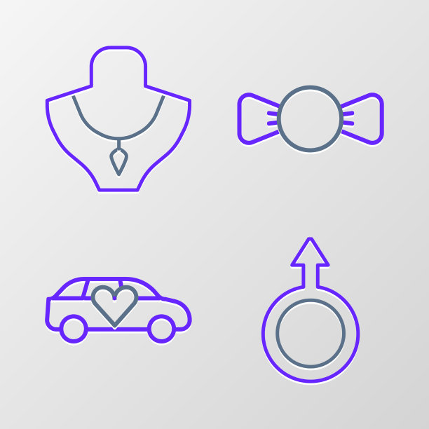 设置行男性性别符号的豪华轿车鞠躬图片下载